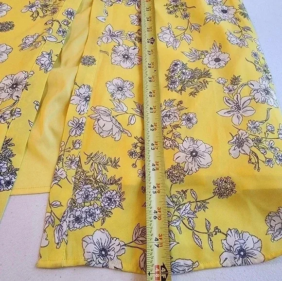 Gianni Bini Aida Floral  Print Off Shoulder Dress Yellow / Ivory Size L NWT - Picture 12 of 15